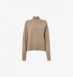 Кашемировый джемпер с длинными рукавами и воротником-воронкой Whistles, коричневый