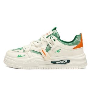 WARRIOR Антискользящие износостойкие мужские скейтерские кеды низкие бежево-зеленые, цвет Beige Green