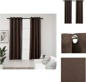 Плотные шторы с люверсами, под лен, 2 шт., серо-коричневые, 140 x 175 см - Шторы и портьеры vidaXL