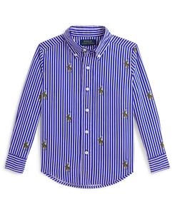 Хлопковая полосатая рубашка Polo Bear для мальчиков 2-7 лет Polo Ralph Lauren, Equest Bear Stripe