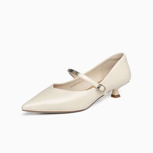 GEMEIQ Стройные туфли Мэри Джейн на каблуке для женщин экрю, цвет Ecru