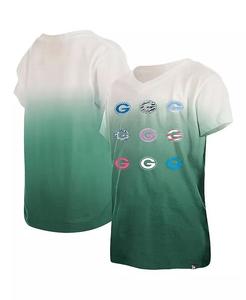 Футболка Big Girls Green Green Bay Packers Multi Logo Ombre с V-образным вырезом New Era