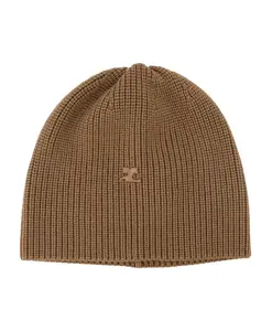 Бежевая шерстяная шапка-бини унисекс AC Courrã¨Ges, бежевый