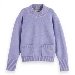 Свитер Scotch & Soda Mock Neck Front Pockets, фиолетовый
