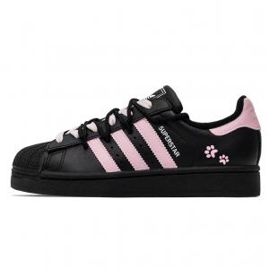 Adidas Originals Скейтбордные кроссовки Superstar 2, унисекс, низкие, черный с розовым принтом