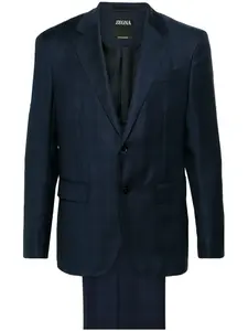 Клетчатый костюм с однобортным пиджаком Zegna, синий