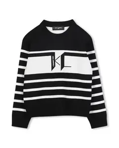 Детский свитер черного цвета с длинными рукавами Karl Lagerfeld Kids
