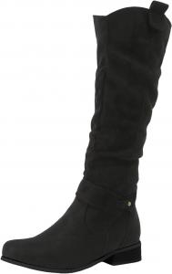 Женские ковбойские сапоги до колена с заостренным носком, средним массивным каблуком, свободной посадкой, зимние нарядные сапоги с молнией Generic, 00-Black