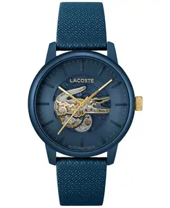 Мужские часы L.12.12 Automatique с синим кожаным ремешком, 44 мм Lacoste