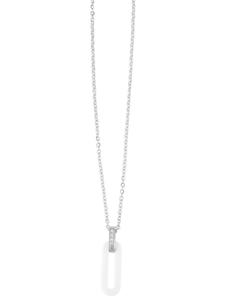 Adeliás Женское колье - цепочка-якорь из нержавеющей стали с кубическим цирконием, 45 см, серебро