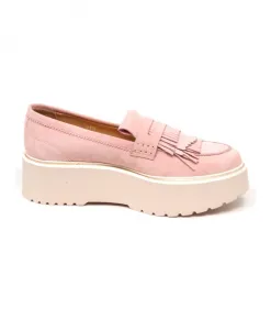 Замшевые лоферы с бахромой в городском стиле. Hogan, розовый