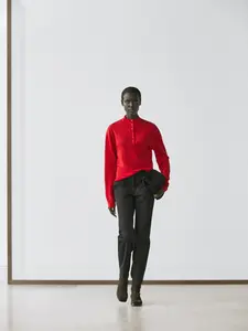 Прямые брюки из технической ткани Massimo Dutti, black