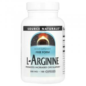 Source Naturals, L-аргинин, свободная форма, 1000 мг, 100 капсул (500 мг на капсулу)
