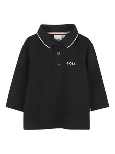 Рубашка поло с длинными рукавами BOSS Kidswear, черный