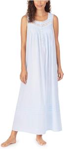 Тканая балетная ночная рубашка без рукавов из хлопка в полоску с добби Eileen West, синий