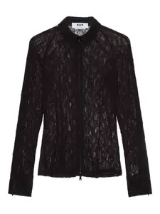 Кружевная рубашка на молнии Msgm, черный