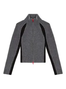 Кардиган на молнии с ребристыми вставками DIESEL, серый