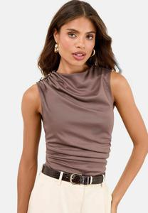 Топ Lipsy BUTTON DRAPE DETAIL SLEEVELESS, Mocha Brown/Beige