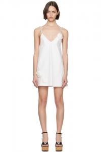 Кристальное розеточное мини-платье из поплина Area, белый