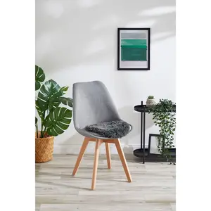 Мой домашний сиденье подушка Alpa, набор из 4 шт. Сиденье, искусственный мех, круглая, Ø 34 см, однотонная, очень мягкая, моющаяся My Home, Anthrazit + unifarben