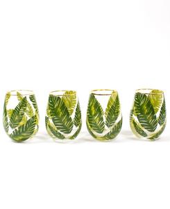 Набор из 4 бокалов для вина без ножки с растительным рисунком 8 Oak Lane, зеленый