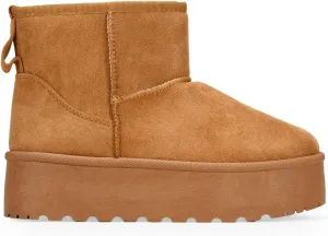 Ботильоны BOSANOVA в австралийском стиле, высота голенища 12 см, логотип, меховая подкладка, платформа 4,5 см, без застежки, женская обувь, Leather