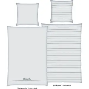 Двустороннее постельное белье «Скамейка», наволочка с декоративной окантовкой Bench., серый