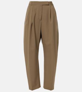 Брюки-бочонки из натуральной шерсти с высокой талией Róhe, хаки