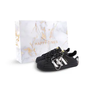 Adidas Originals SUPERSTAR противоскользящие износостойкие низкие кроссовки для скейтбординга унисекс, черные, белые