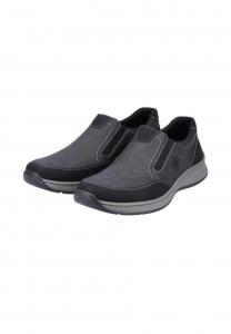 Мужские полуботинки Rieker, деловые туфли, кожаные туфли 14362-00, серые, очень широкие