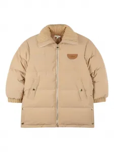Пуховик с воротником в рубчик Chloé Kids, нейтральный