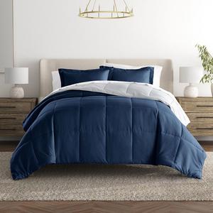 Альтернативный комплект легкого двустороннего пухового одеяла Urban Loft в однотонных тонах, цвет Navy And Light Gray