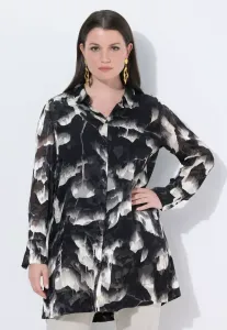 Блузка с выжженным рисунком под гранит Ulla Popken, Black