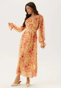 Длинное платье с поясом Bubbleroom, Yellow Pink Red