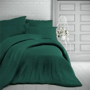 Постельное белье Qualitytex Satin в полоску ТЕМНО-ЗЕЛЕНЫЙ 200x220 2x70x90 KVALITEX