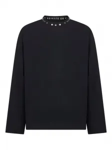 Топ с круглым вырезом и металлическими заклепками Jil Sander, черный