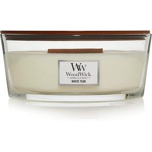 Ароматическая свеча эллиптической формы Woodwick с потрескивающим фитилем, белый тик, до 50 Millefiori