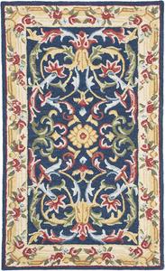 Ковер для декора из коллекции Heritage от SAFAVIEH, 69 x 122 см,  - Navy & Ivory, ручной работы, традиционный восточный из шерсти, идеально для помещений с высокой проходимостью: прихожая, гостиная, спальня (HG657N)