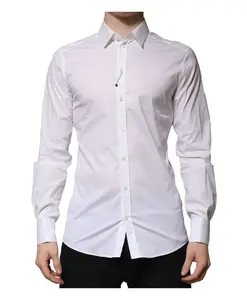 Белая хлопковая рубашка золотистого цвета для официальных мероприятий Dolce & Gabbana, белый