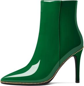 Женские ботильоны Eldof с бисером, закрытым заостренным носком, на высоком каблуке-стилетто, с боковой молнией, каблук 3,5 дюйма, Green