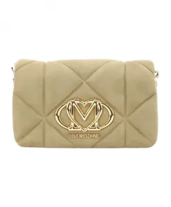 Стеганая сумка через плечо с тиснением Love Moschino, бежевый