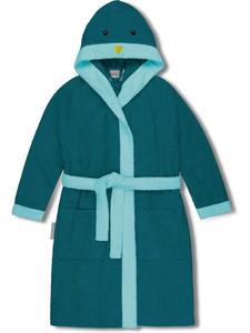 Normani Детский банный халат «Малия» из органического хлопка, синий с рисунком пингвина