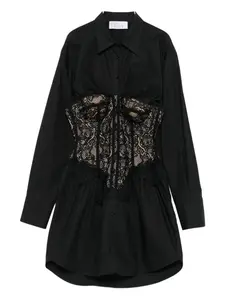 Платье-рубашка мини с кружевным корсетом Giuseppe Di Morabito, черный