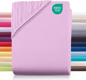 Простыня на резинке джерси 90х200 см из 100% хлопка, однотонная розовая Carpe Sonno