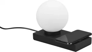 TRIO Leuchten Настольная лампа "Chloe", 1 лампочка, лампочка E14 | без лампы, сенсорная настольная лампа с индуктивной зарядной станцией, без 1xE14 макс. 40 Вт Высота: 15,0 см, черный матовый