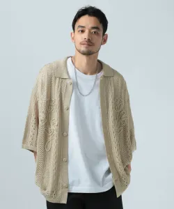 Вязаная кружевная рубашка с коротким рукавом Bayflow, цвет Beige 55