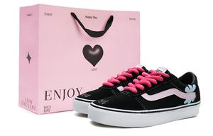 Vans Легкие и дышащие лоу-топ скейтборд-кеды для женщин, черный белый розовый