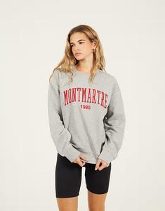 Толстовка с круглым вырезом и вышивкой серого цвета Brave Soul