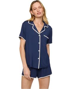Пижама Eberjey Frida Relaxed Shorts Pj Set, цвет Navy/Ivory