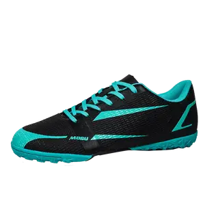 TONYBEAR Футбольные бутсы унисекс мидтоп черные неоново-зеленые/черные неоново-желтые/черные оранжевые/черные голубые - черные голубые со сломанными шипами